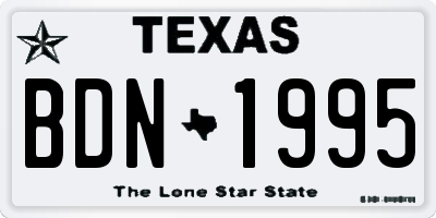 TX license plate BDN1995
