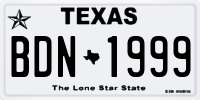 TX license plate BDN1999