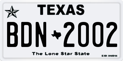 TX license plate BDN2002
