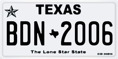 TX license plate BDN2006