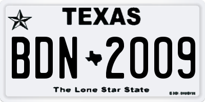 TX license plate BDN2009