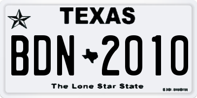 TX license plate BDN2010