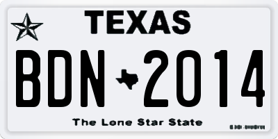 TX license plate BDN2014