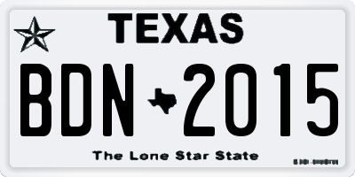 TX license plate BDN2015