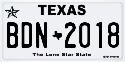 TX license plate BDN2018
