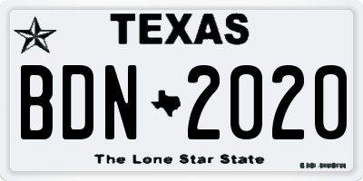 TX license plate BDN2020