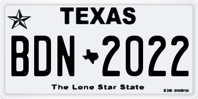 TX license plate BDN2022