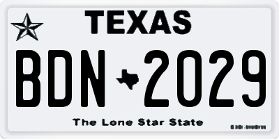 TX license plate BDN2029
