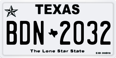 TX license plate BDN2032