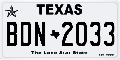 TX license plate BDN2033