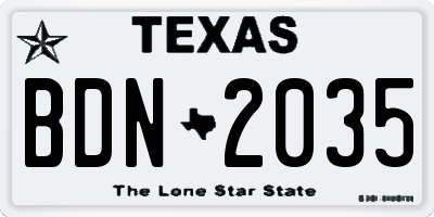 TX license plate BDN2035