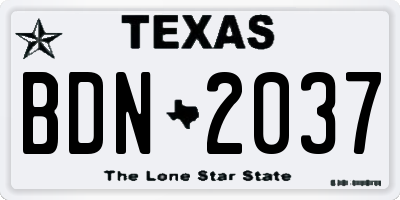 TX license plate BDN2037