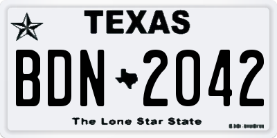 TX license plate BDN2042