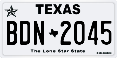 TX license plate BDN2045