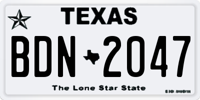 TX license plate BDN2047
