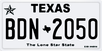 TX license plate BDN2050