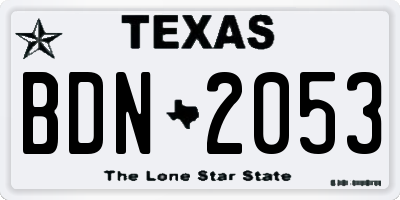 TX license plate BDN2053
