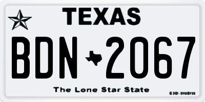 TX license plate BDN2067