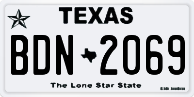TX license plate BDN2069