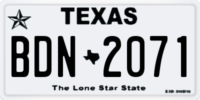 TX license plate BDN2071