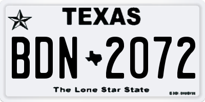 TX license plate BDN2072