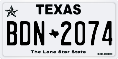 TX license plate BDN2074