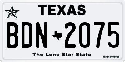 TX license plate BDN2075
