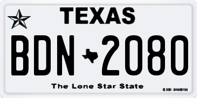 TX license plate BDN2080