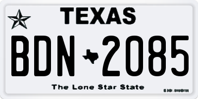 TX license plate BDN2085