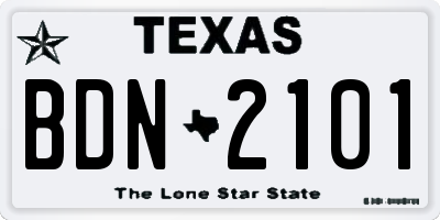 TX license plate BDN2101