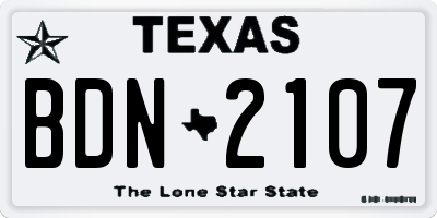 TX license plate BDN2107