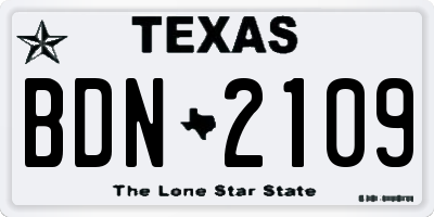 TX license plate BDN2109