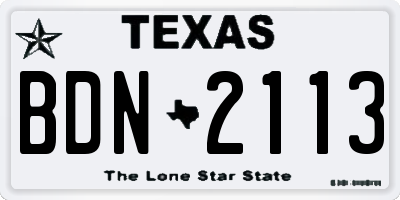 TX license plate BDN2113