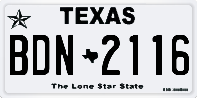 TX license plate BDN2116