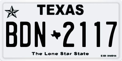 TX license plate BDN2117