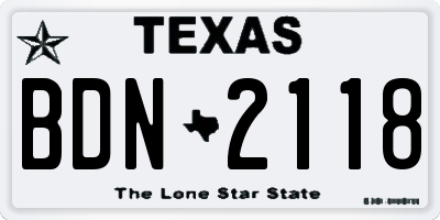 TX license plate BDN2118