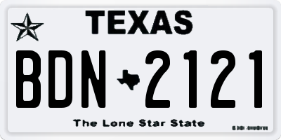 TX license plate BDN2121