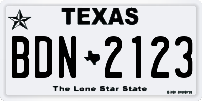 TX license plate BDN2123