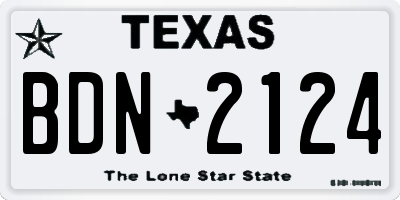 TX license plate BDN2124