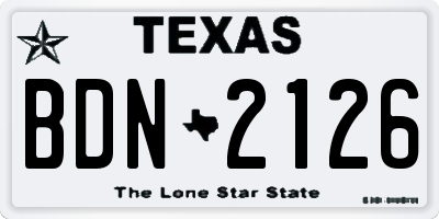 TX license plate BDN2126