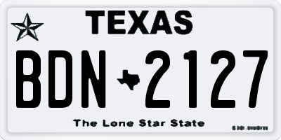 TX license plate BDN2127