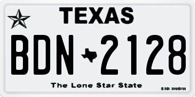 TX license plate BDN2128