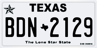 TX license plate BDN2129