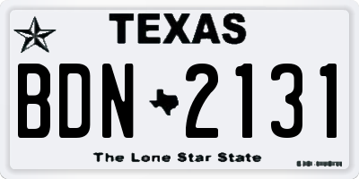 TX license plate BDN2131