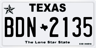 TX license plate BDN2135