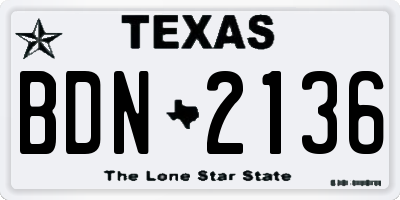 TX license plate BDN2136