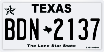 TX license plate BDN2137