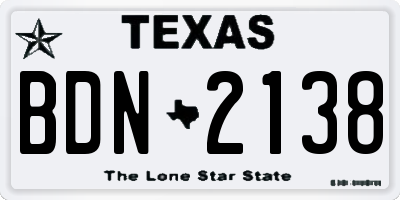 TX license plate BDN2138