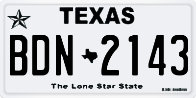 TX license plate BDN2143