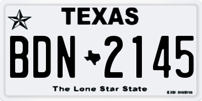 TX license plate BDN2145